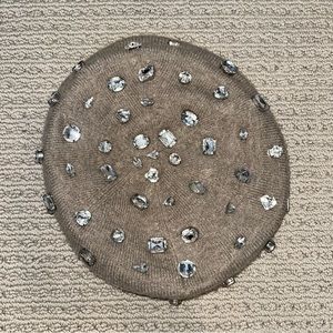 Nordstrom 2010 Slouchie Wool Beanie Crystal Embellishments in Gray O/S